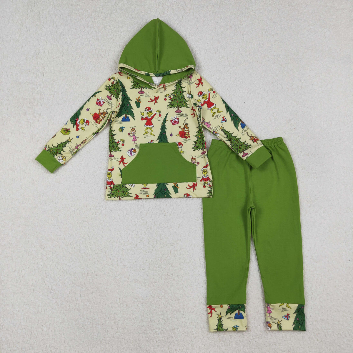 BLP1224 Baby Boys Grin Trees Pockets Hoodie Leggings Christmas Clothes Sets