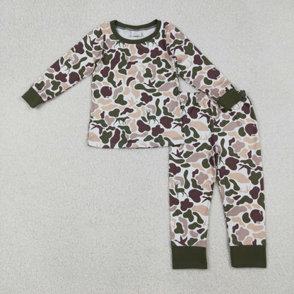 Sibling Baby Boys Southern Camo Ducks Dogs Deer Top Pants Hunting Pajamas Clothes Sets