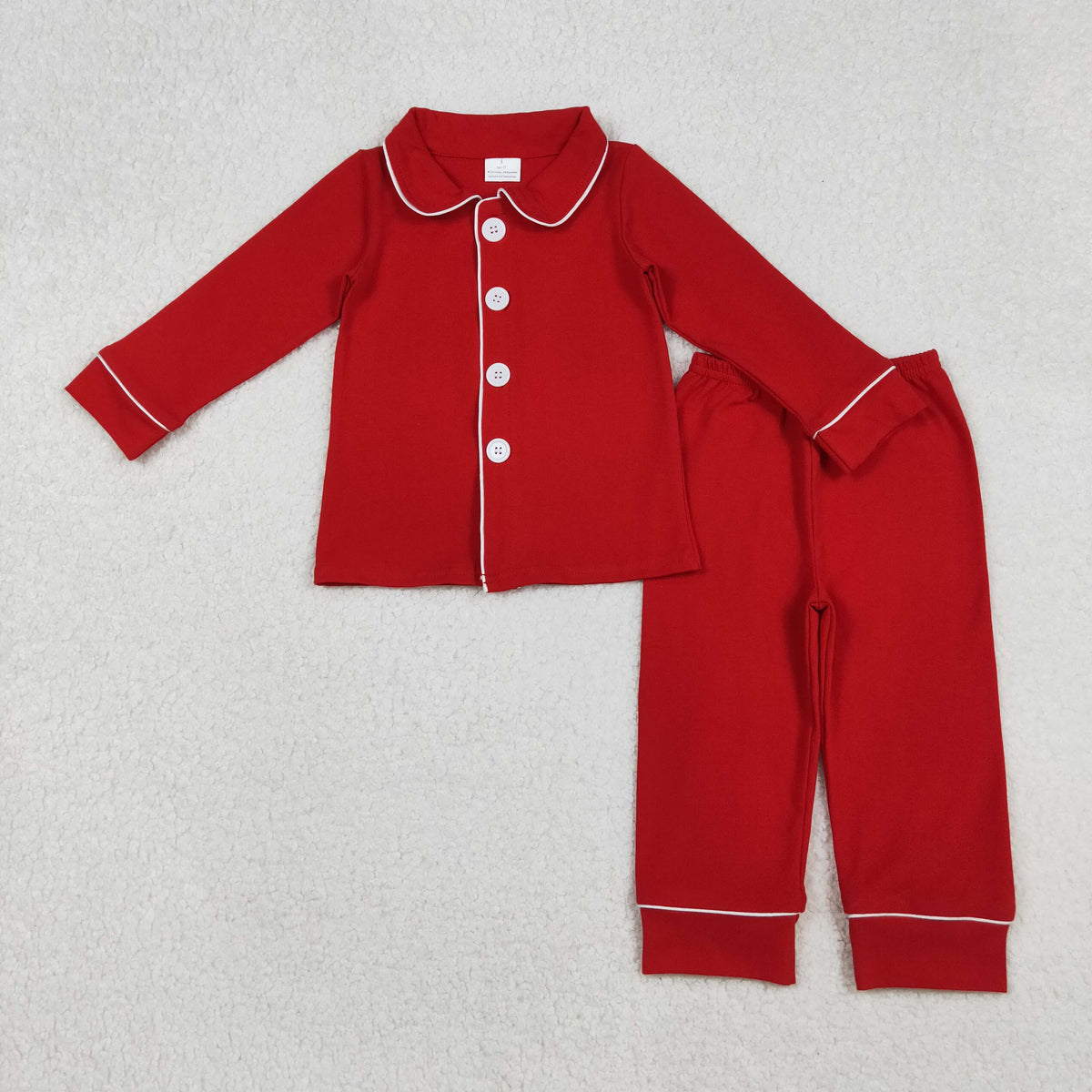 BLP1267 Baby Boys Red Long Sleeve Button Top Pant Christmas Pajamas Sets