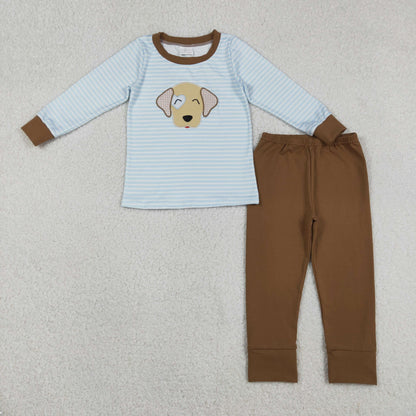 Sibling Baby Boys Long Sleeve Embroidery Dogs Ducks Fishing Pants Hunting Clothes Sets