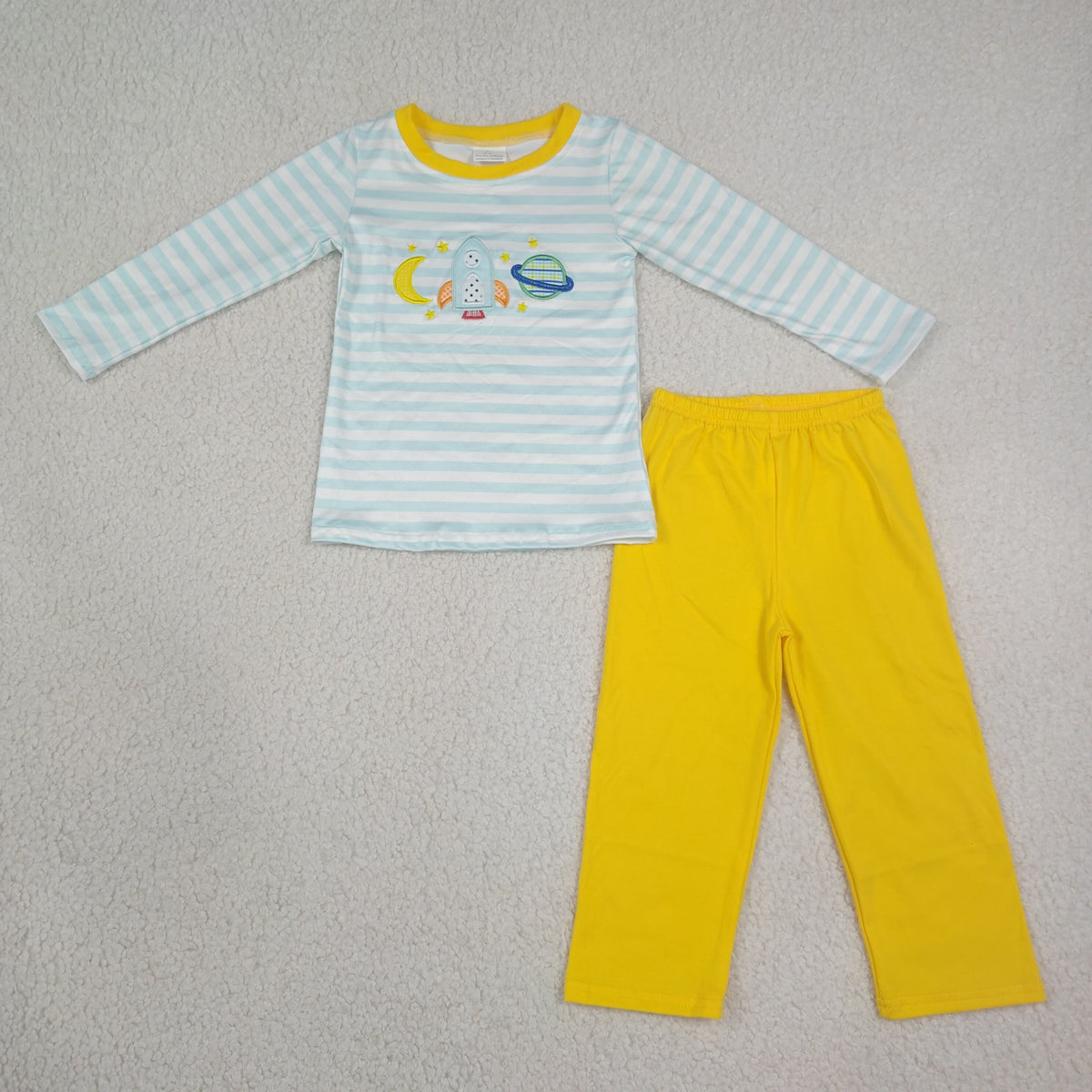 Sibling Baby Boys Embroidery Moons Rocket Earth Shirts Pant Clothes Set Rompers