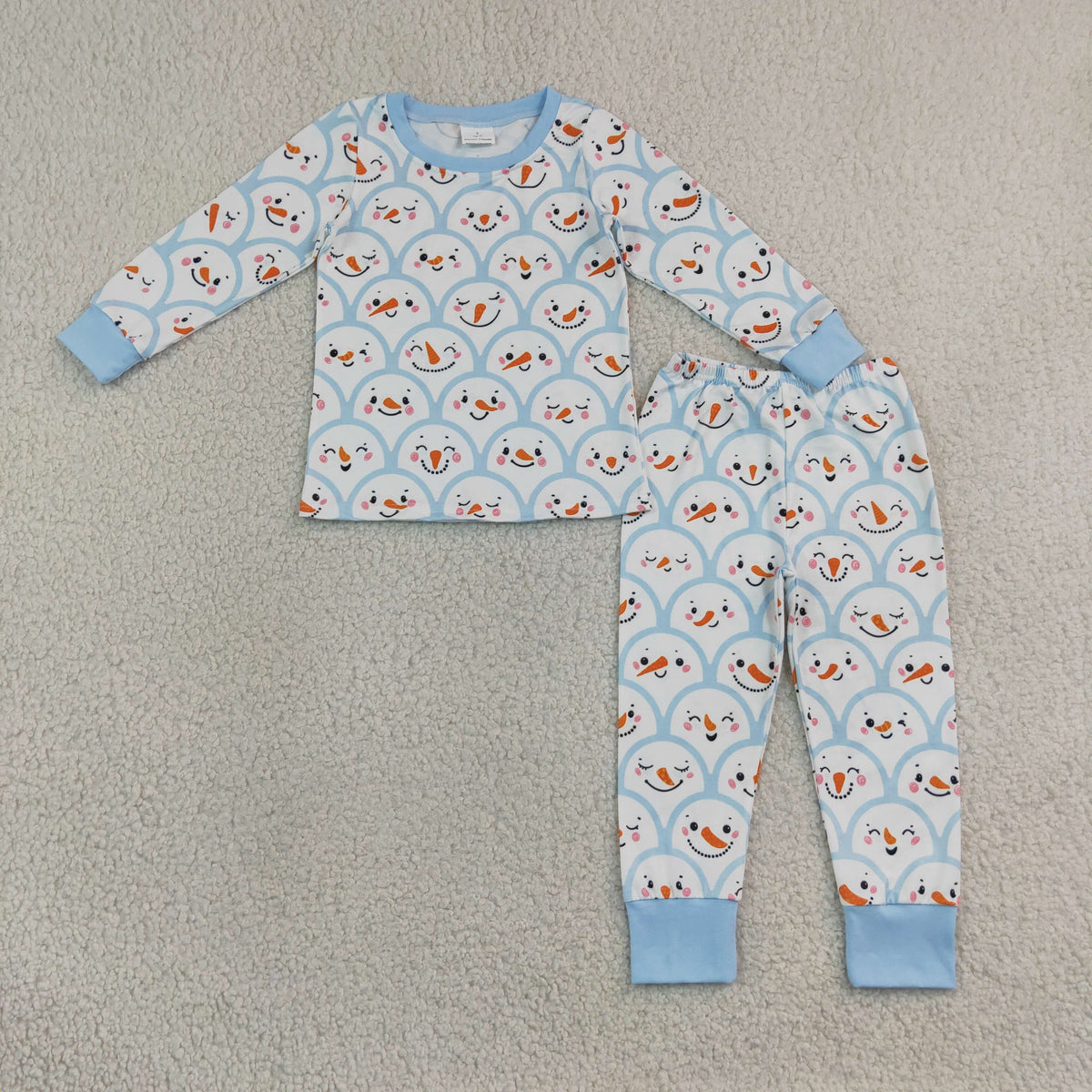 Sibling Baby Boys Blue Snowmen Christmas Pajamas Sets Zip Romper Blanked