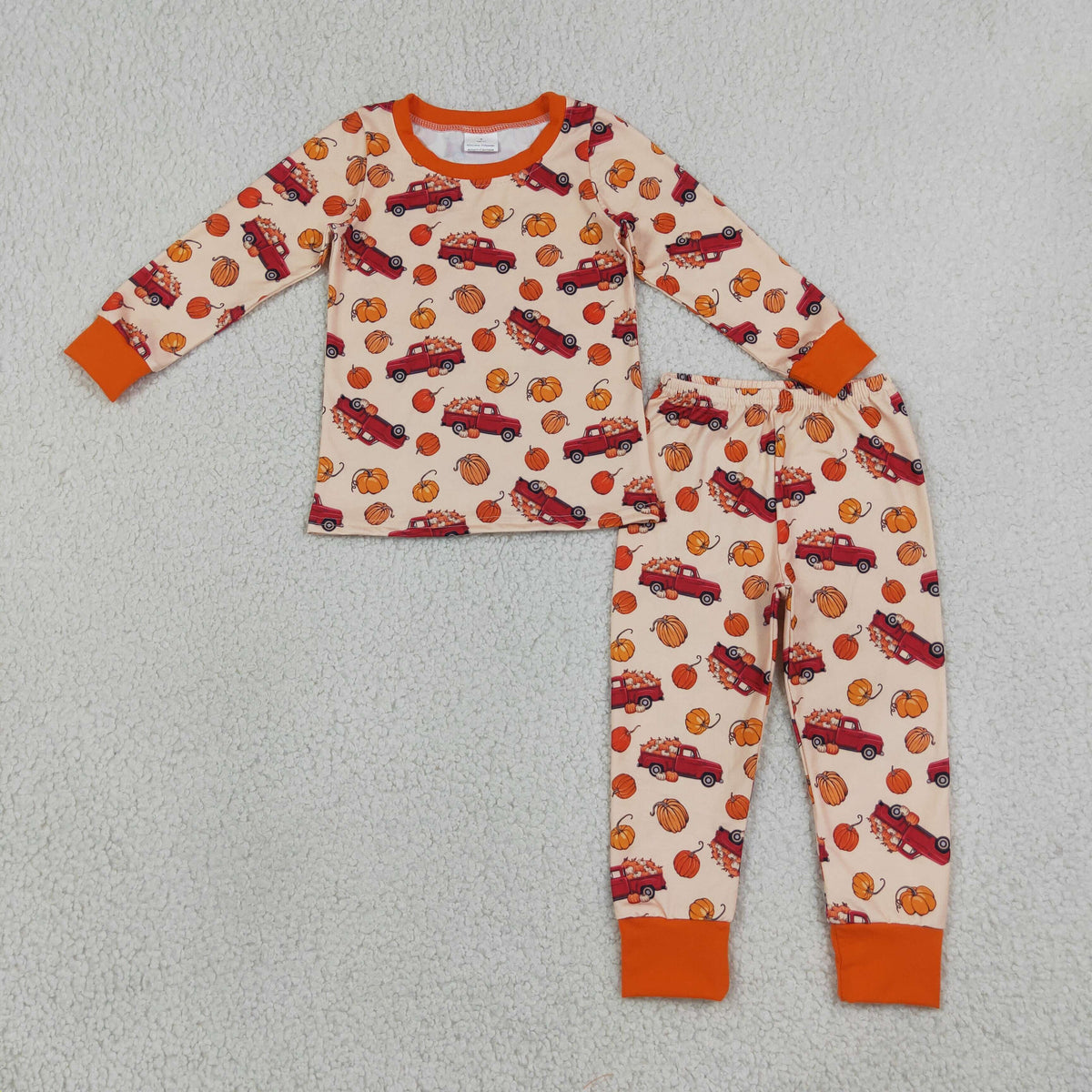 Sibling Baby Boys Pumpkins Cars Fall Pajamas Sets Zip Romper Pant Blanked