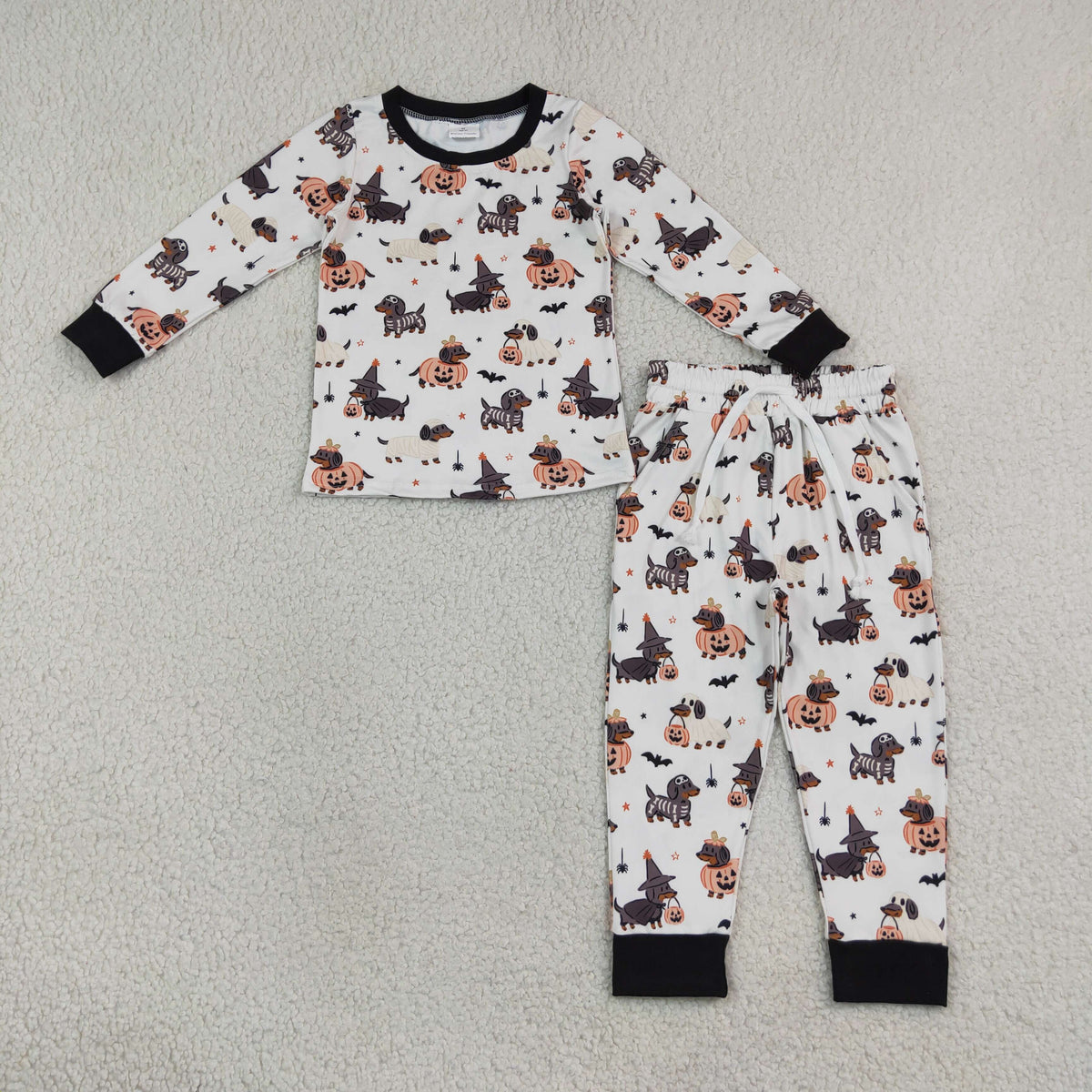 Sibling Baby Boys Ghosts Pumpkins Dogs Halloween Pullover Top Pajamas Set Rompers
