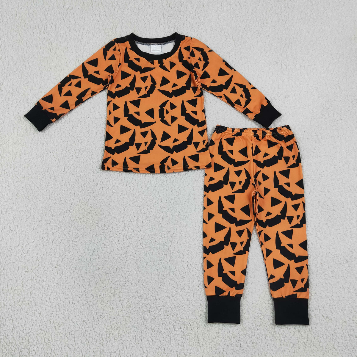 BLP1549 Baby Boys Ghost Pumpkins Plaid Top Pant Halloween Pajamas Clothes Set