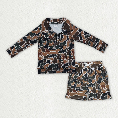 Sibling Baby Boys Southern Camo Zipper Pockets Pullovers Pockets Shorts Hunting Clothes Sets