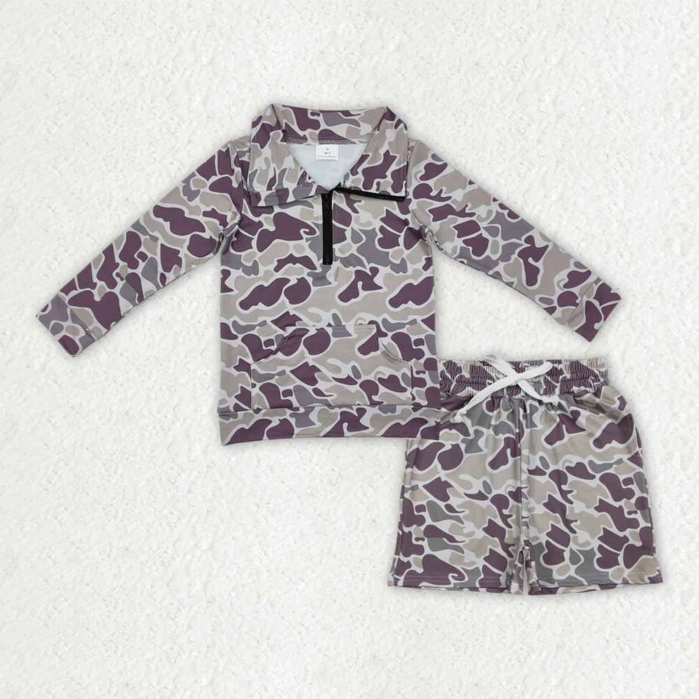 Sibling Baby Boys Southern Camo Zipper Pockets Pullovers Pockets Shorts Hunting Clothes Sets