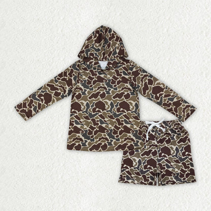 Sibling Baby Boys Long Sleeve Southern Camo Hoodie Top Pockets Shorts Clothes Sets