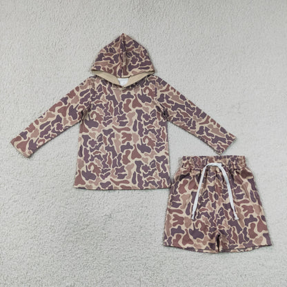 Sibling Baby Boys Long Sleeve Southern Camo Hoodie Top Pockets Shorts Clothes Sets