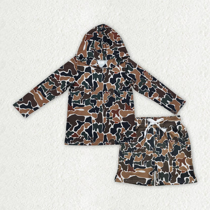 Sibling Baby Boys Long Sleeve Southern Camo Hoodie Top Pockets Shorts Clothes Sets