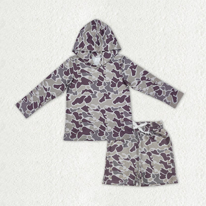 Sibling Baby Boys Long Sleeve Southern Camo Hoodie Top Pockets Shorts Clothes Sets
