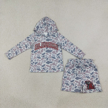 Sibling Baby Boys Light Grey Camo Hoodie Pockets Shorts Team Clothes Sets