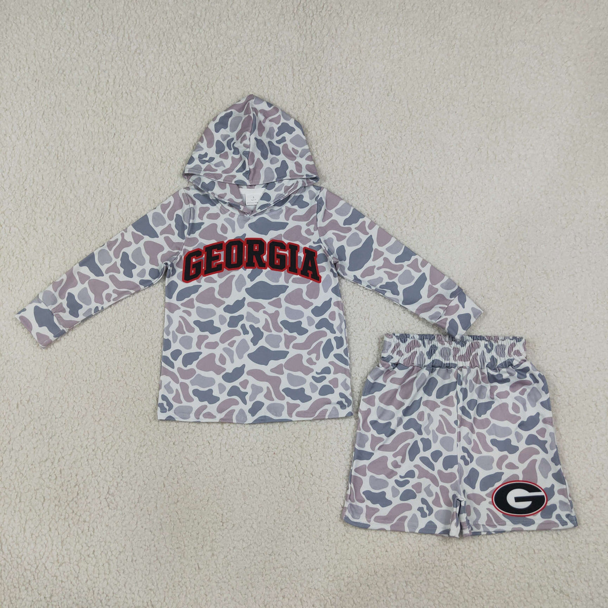 Sibling Baby Boys Light Grey Camo Hoodie Pockets Shorts Team Clothes Sets