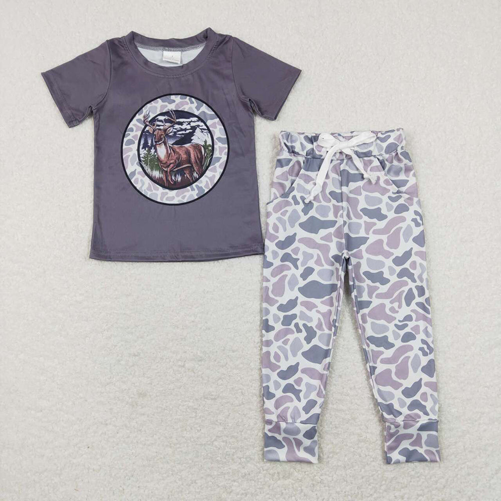 boys deer tee shirts camouflage jogger pants clothing suits BSPO0335