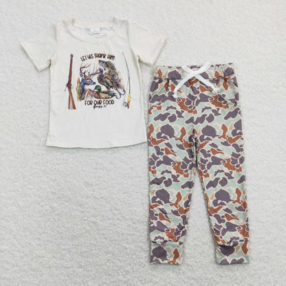 Sibling Baby Boys Short Sleeve Hunting Fishing Top Pockets Camo Pants Clothes Sets