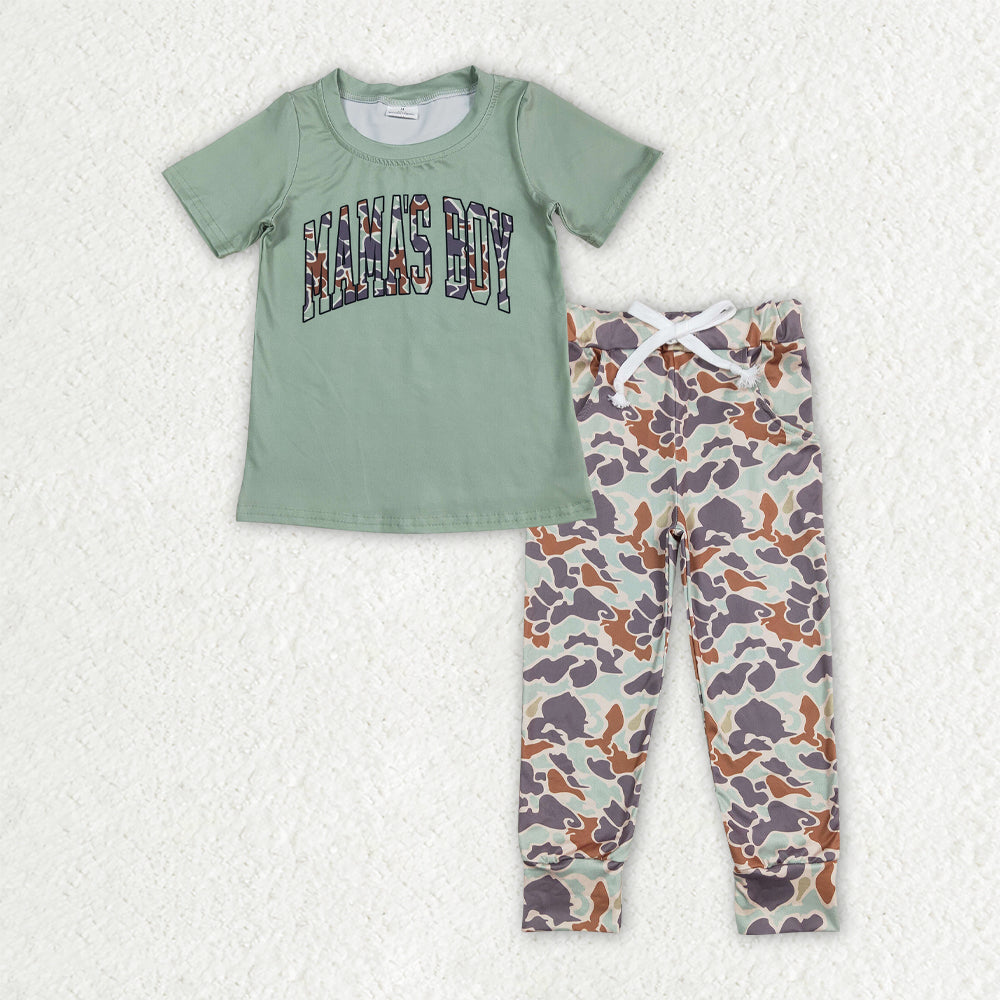 Sibling Baby Boys Short Sleeve Mama's Boy Top Legging Pants Pajamas Clothes Sets