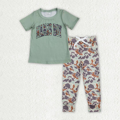 Sibling Baby Boys Short Sleeve Mama's Boy Top Legging Pants Pajamas Clothes Sets
