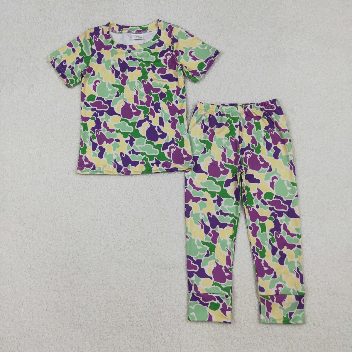 Sibling Baby Boys Girls Short Sleeve Mardigras Top Pants Pajamas Sets