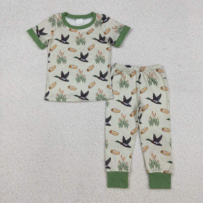 Sibling Baby Boys Short Sleeve Ducks Dogs Top Pants Hunting Pajamas Sets