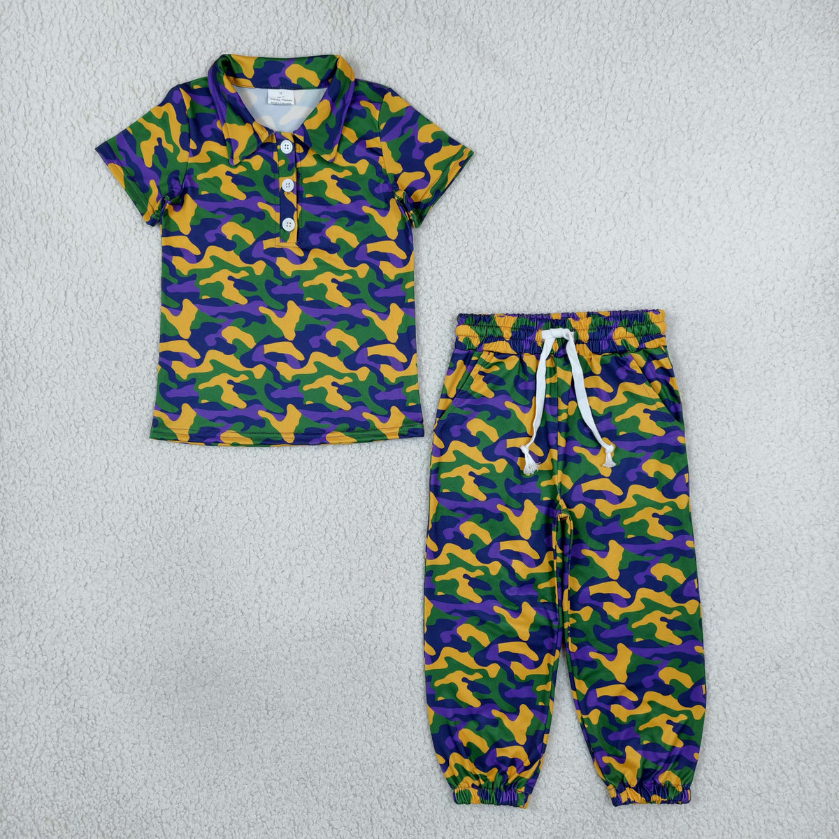 Sibling Baby Boys Short Sleeve Button Polo Shirts Pockets Joggers Mardigras Clothes Sets