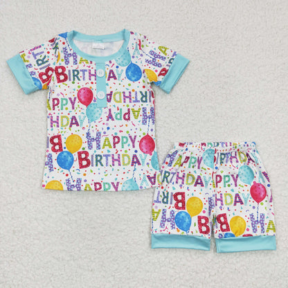 Sibling Baby Kids Short Sleeves Birthday Party Button Top Shorts Summer Pajamas Sets