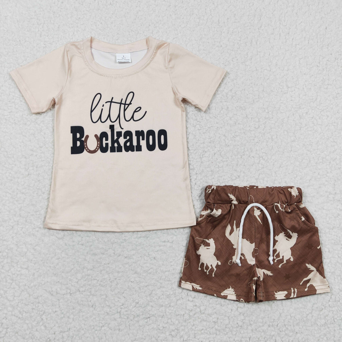 BSSO0229 Bbay Boys Little Buckaroo Horse  Rodeos Top Shorts Western Clothes Sets