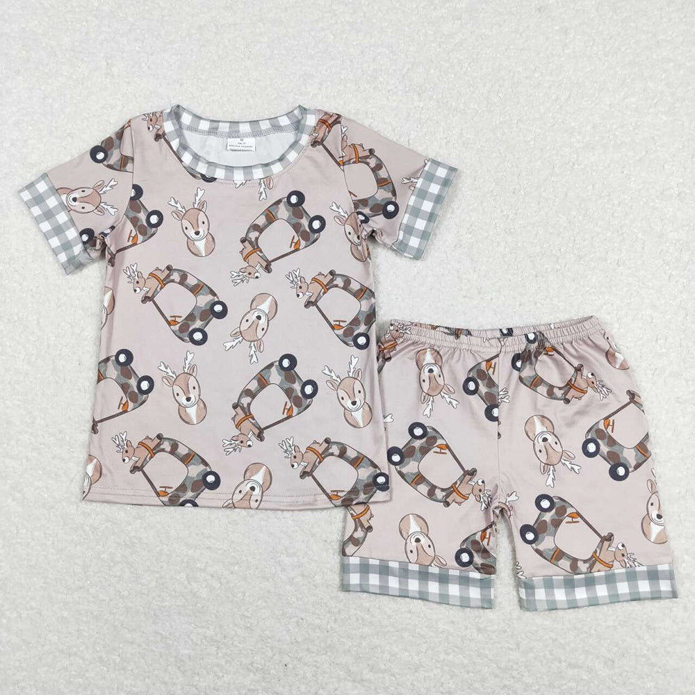 BSSO0349 boy clothes elk truck summer outfit