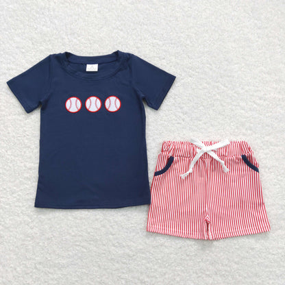 Sibling Baby Boys Embroidery Baseball Top Shorts Bummies Outfits Clothes Sets