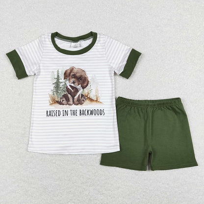 Sibling Baby Boys Girls Raised in the Backwoods Dogs Shorts Clothes Sets Rompers