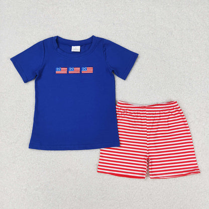 Sibling Embroidery Baby Boys 4th Of July Shirt Shorts Summer Outfits