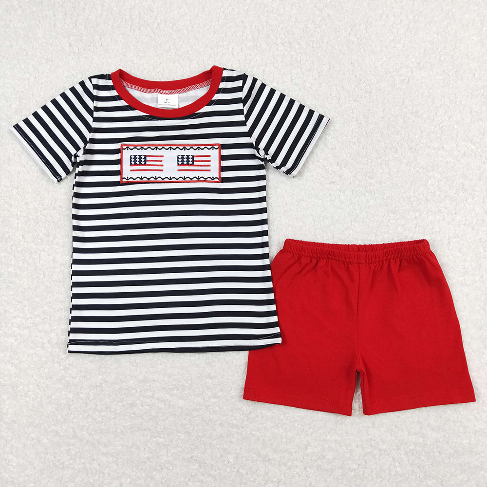 Sibling Embroidery Baby Boys 4th Of July Shirt Shorts Summer Outfits