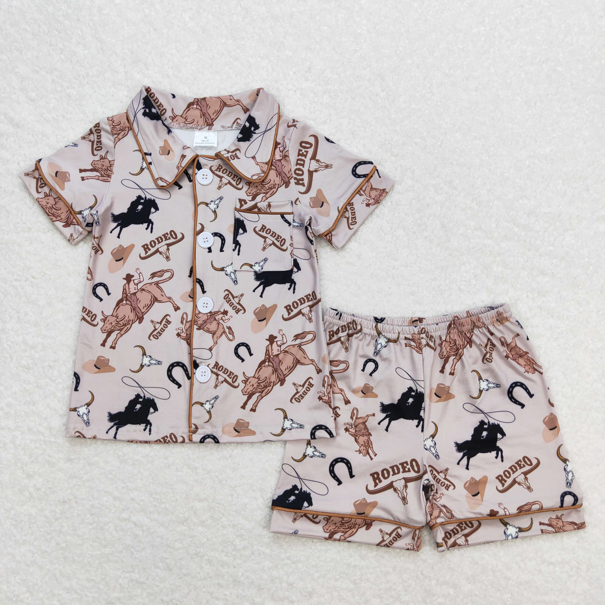 Sibling Baby Boys Bull Skulls Short Pants Western Pajamas Clothes Sets Rompers