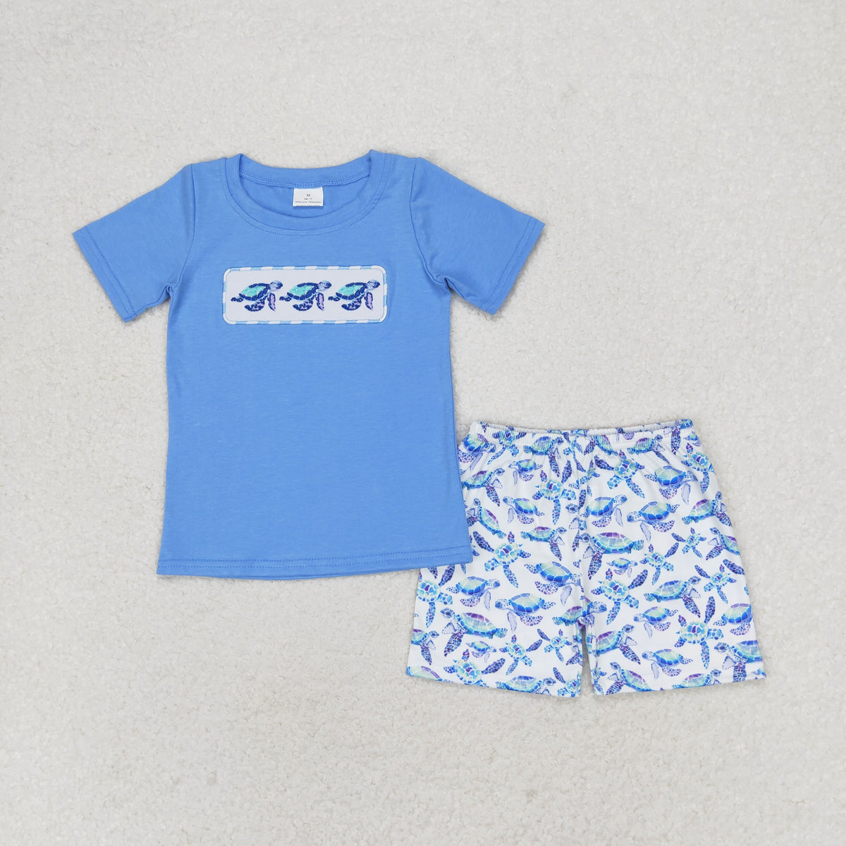 Sibling Baby Boys Short Sleeve Embroidery Sea World Beach Top Shorts Clothes Sets