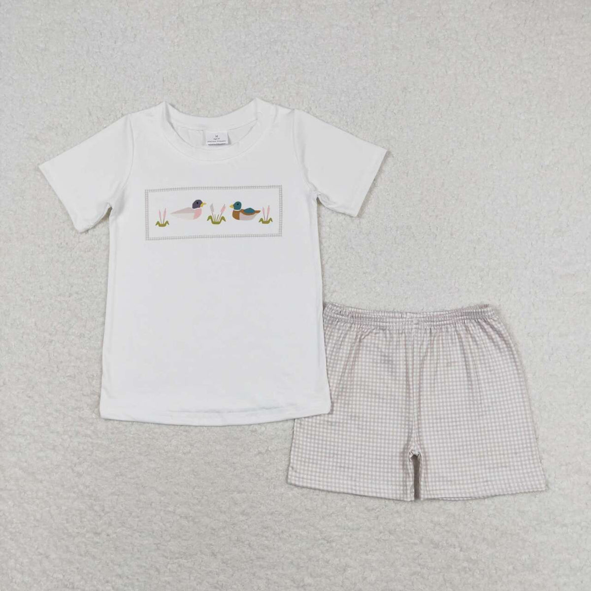 Sibling Baby Boys Short Sleeve Ducks Deer Top Pockets Short Hunting Clothes Sets