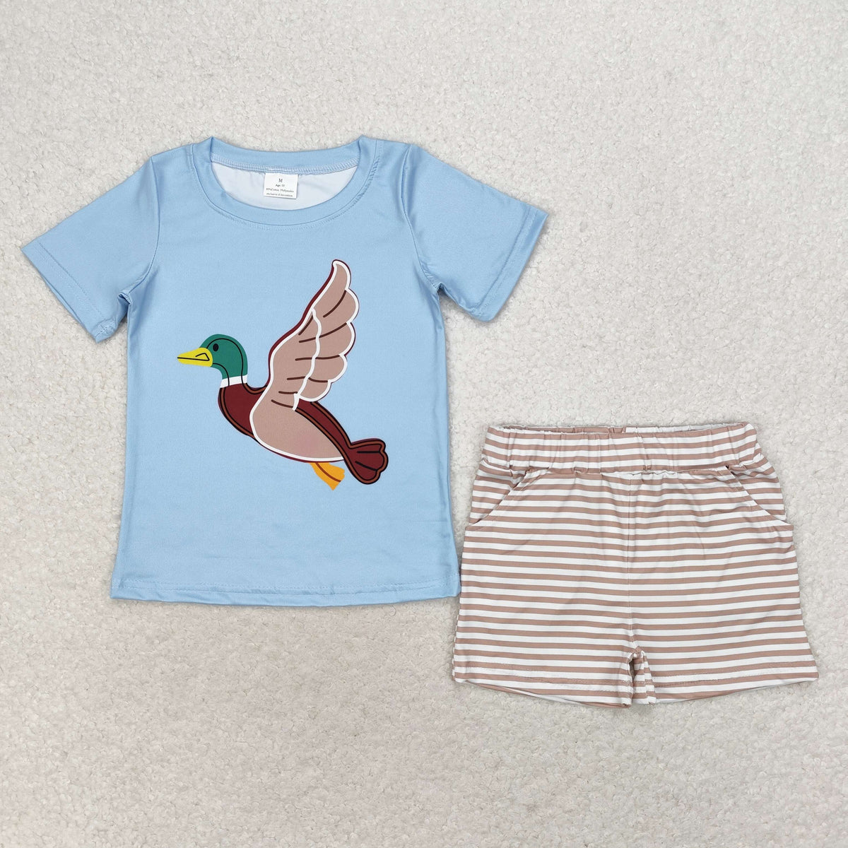Sibling Baby Boys Short Sleeve Ducks Deer Top Pockets Short Hunting Clothes Sets