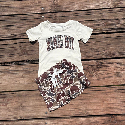 Sibling Baby Boys Mama's Boy Tops Camouflage Shorts Outfits
