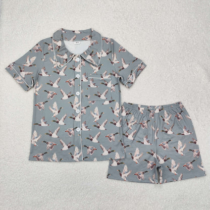 Sibling Adult Women Bows Leopard Pocket Buttons Tops Shorts Pajamas Sets