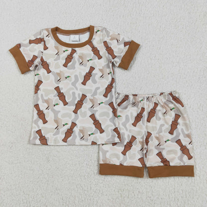 Sibling Baby Boys Short Sleeve Deer Fishing Top Shorts Hunting Pajamas Sets