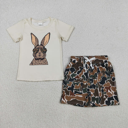 Sibling Baby Boys Rabbits Ducks Top Camo Pockets Shorts Clothes Sets