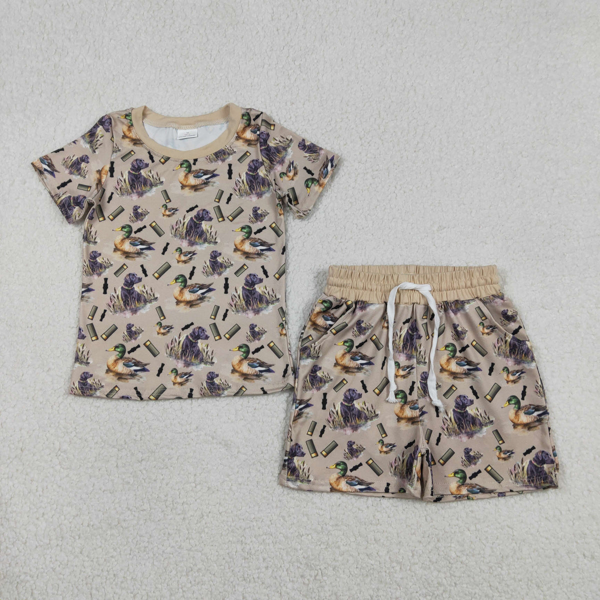 Sibling Baby Boys Deer Ducks Camo Top Pockets Short Hunting Pajamas Clothes Sets