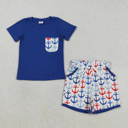 Sibling Baby Boys Short Sleeve Shirt Top Pockets Short Sea World Clothes Sets