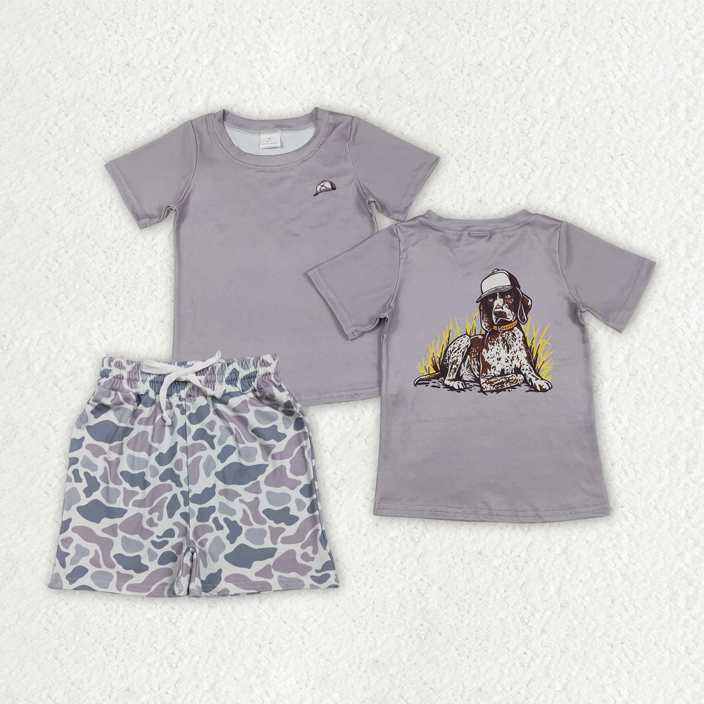 Sibling Baby Boys Camo Dogs Ducks Shirts Top Pockets Short Hunting Clothes Set