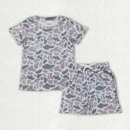 Sibling Baby Boys Southern Light Grey Camo Shirts Tops Shorts Pockets Short Clothes Sets
