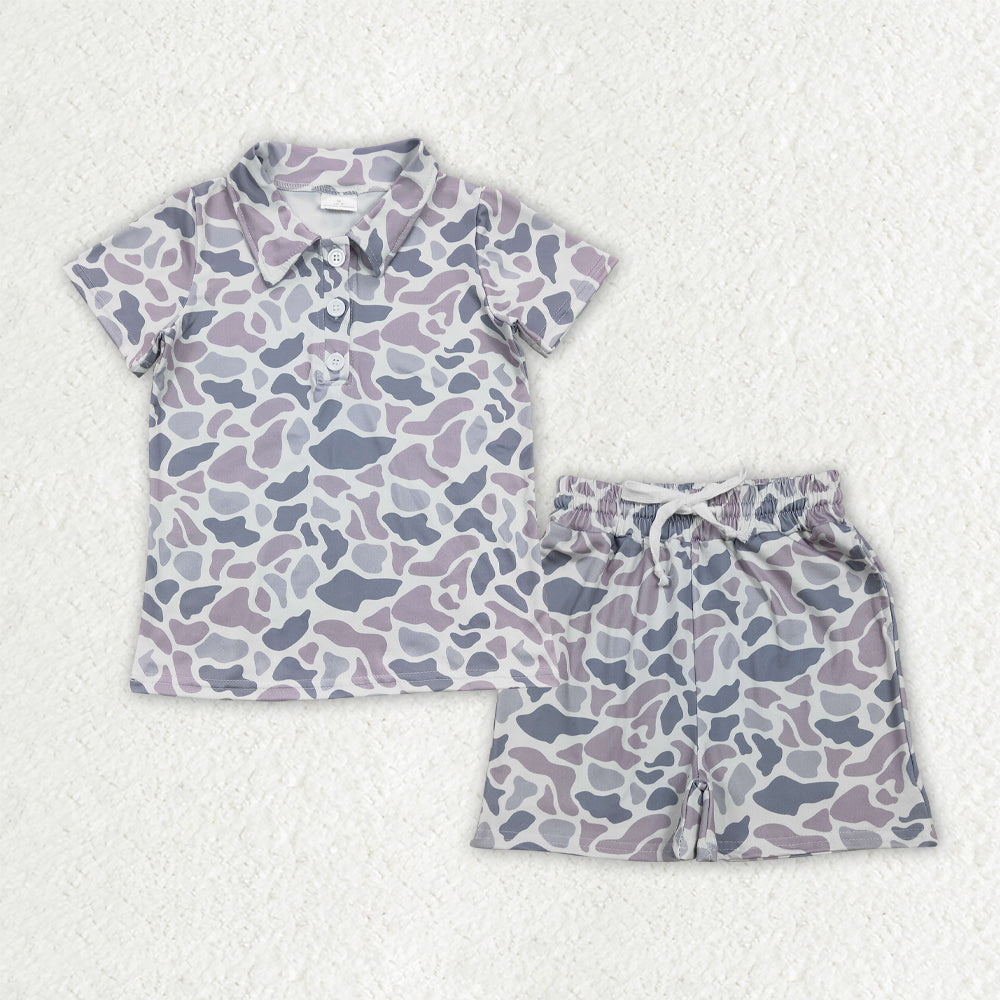 Sibling Baby Boys Southern Light Grey Camo Shirts Tops Shorts Pockets Short Clothes Sets