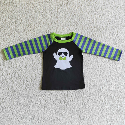 Sibling Baby Boys Embroidery Boo Ghosts Pumpkins Halloween Tee Shirts Top