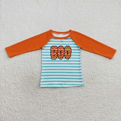 Sibling Baby Boys Embroidery Boo Ghosts Pumpkins Halloween Tee Shirts Top