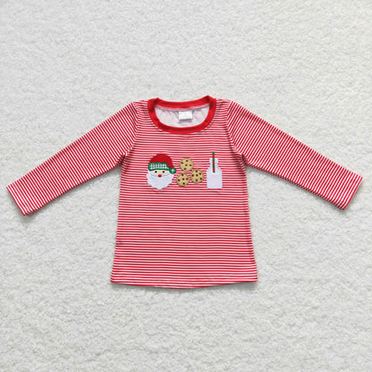 Sibling Baby Boys Girls Embroidery Santa Trees Deer Christmas Tee Shirts Top
