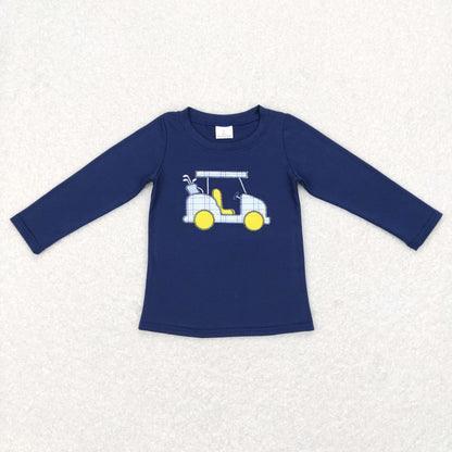 Sibling Baby Boys Embroidery Trucks Golf Bus Excavators Button Zipper Shirts Tops