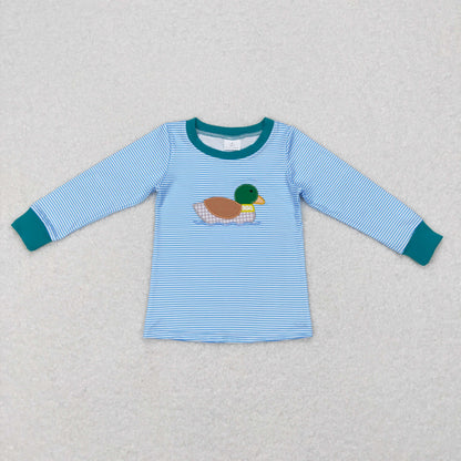 Sibling Baby Kids Embroidery Bow Ducks Stripes Tunic Tops Leggings Clothes Set Dress Rompers