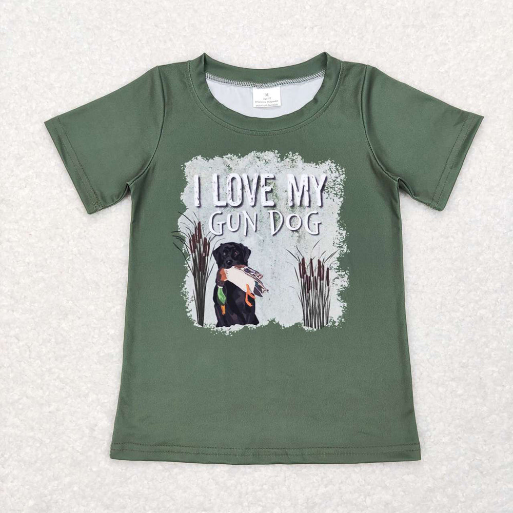 BT0413 toddler boy i love my gun dog hunting summer tshirt
